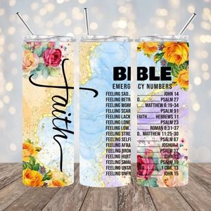 Faith Bible 20oz Tumbler With Metal Straw